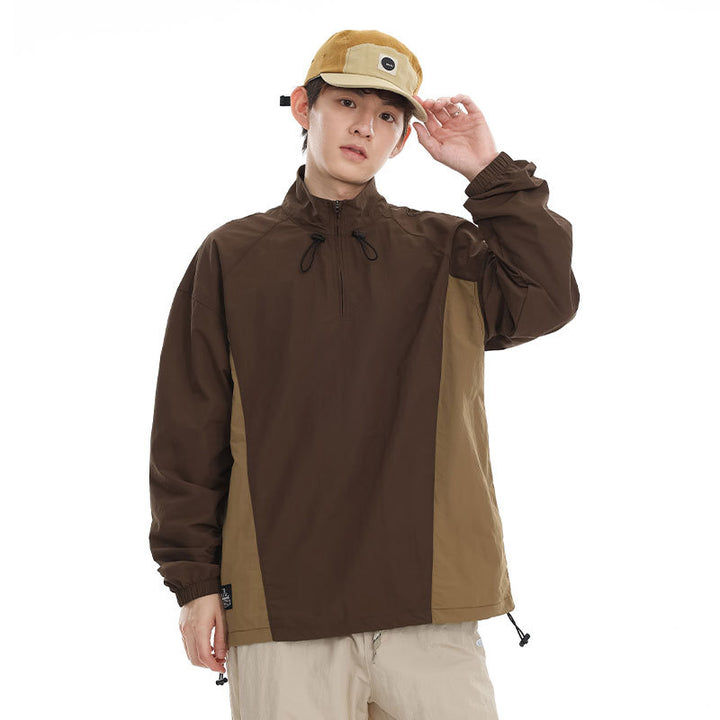 Herren leichter Nylon-Anorak mit Halbreißverschluss, Kordelzugsaum und Raglanärmeln Echo Archiv