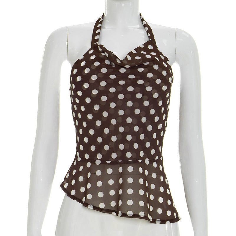 Damen Hängerchen-Top mit verspieltem Polka-Dots-Muster und voluminösem Saum Echo Archiv