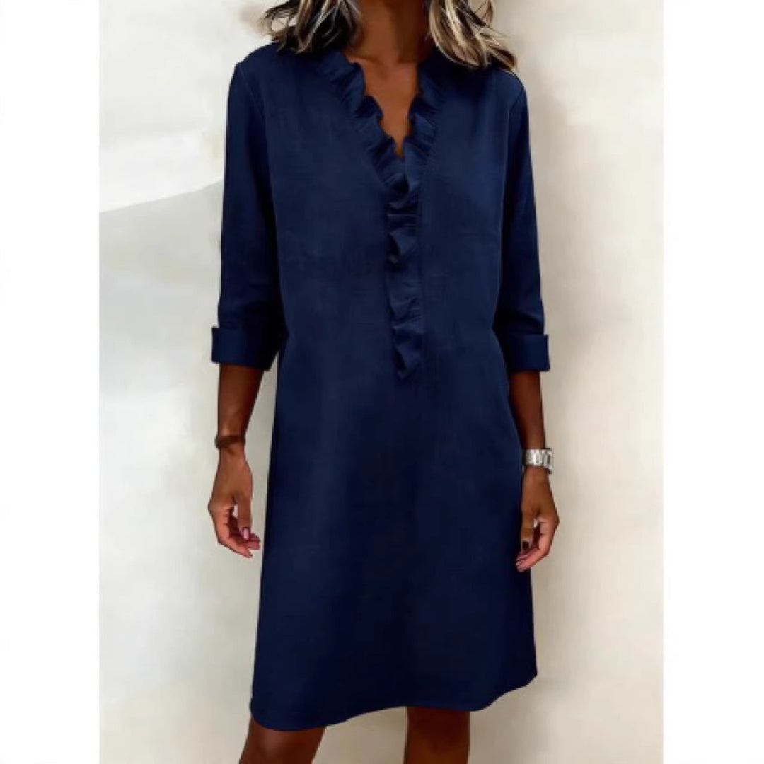 Damen Freizeitkleid mit Rüschen und V-Ausschnitt Echo Archiv