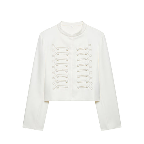 Damen Korddetail-Bolerojacke mit Stehkragen und Paraderiegel-Optik Echo Archiv