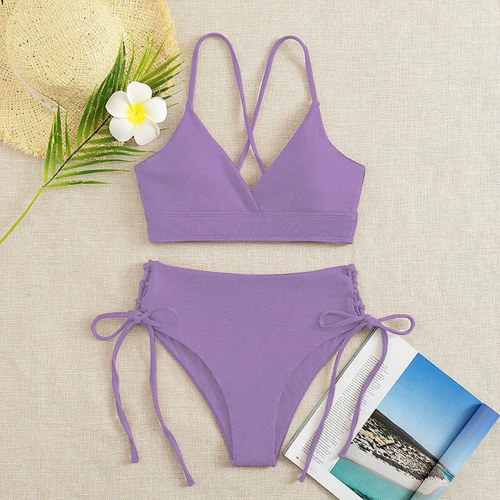 Damen Hochtaillierter Bikini mit verstellbaren Schnürdetails – Maréssa