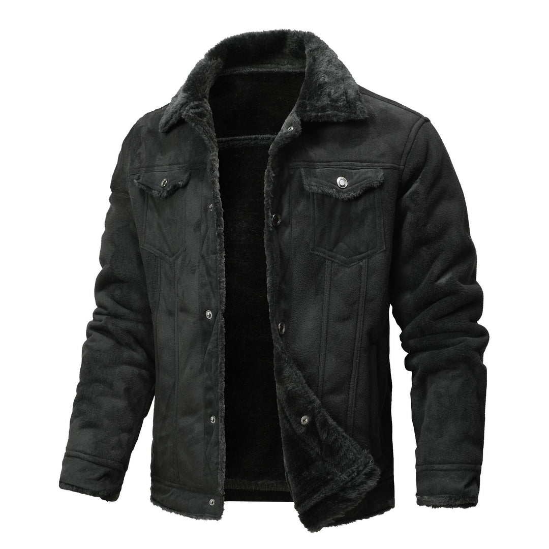 Herren Wildleder-Imitat Truckerjacke mit Sherpa-Futter Echoarchiv