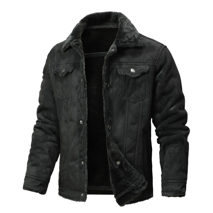 Herren Wildleder-Imitat Truckerjacke mit Sherpa-Futter Echoarchiv