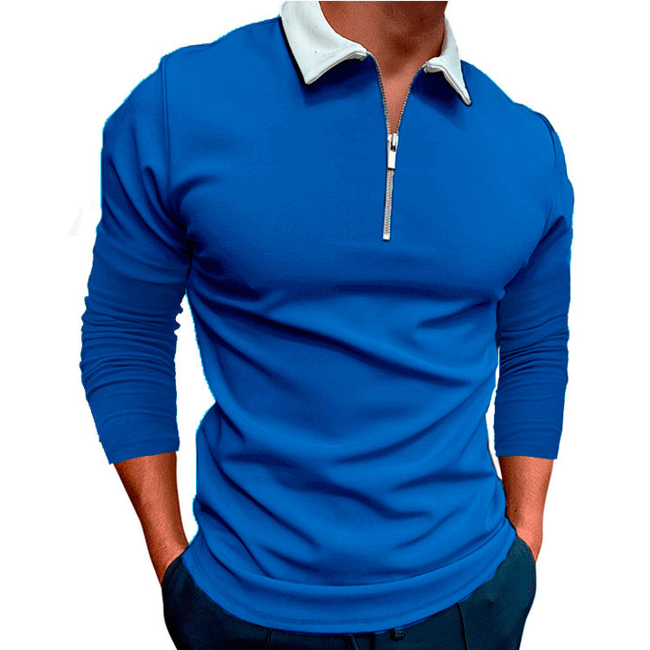 Herren sportlicher Pullover mit 1/4 Reißverschluss und kontrastierendem Kragen Echoarchiv