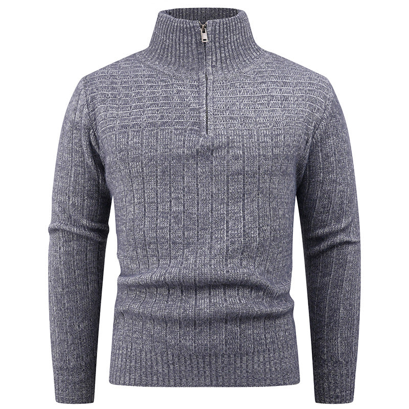 Herren Strickpullover mit modernem Reißverschluss und Rippenstruktur Echoarchiv