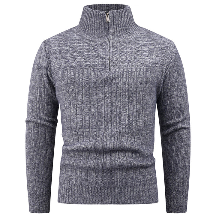 Herren Strickpullover mit modernem Reißverschluss und Rippenstruktur Echoarchiv