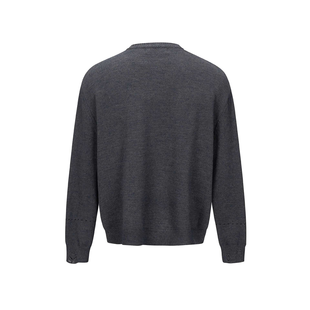 Unisex Schlichte Strickjacke mit Rundhals, Holzknopfleiste und geripptem Saum Echoarchiv