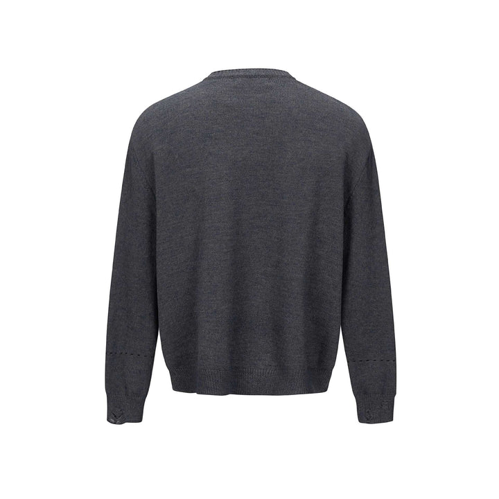 Unisex Schlichte Strickjacke mit Rundhals, Holzknopfleiste und geripptem Saum Echoarchiv