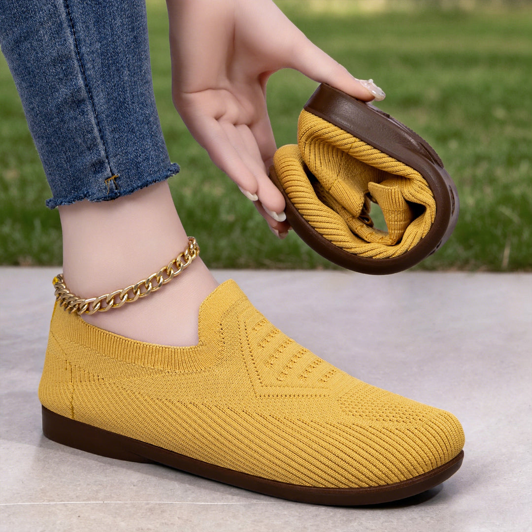 Damen nan gestrickter Komfort-Slip-On Halbschuh mit sockenähnlichem Schaft, gepolstertem Memory-Fußbett und flexibler Leichtlaufsohle Echo Archiv