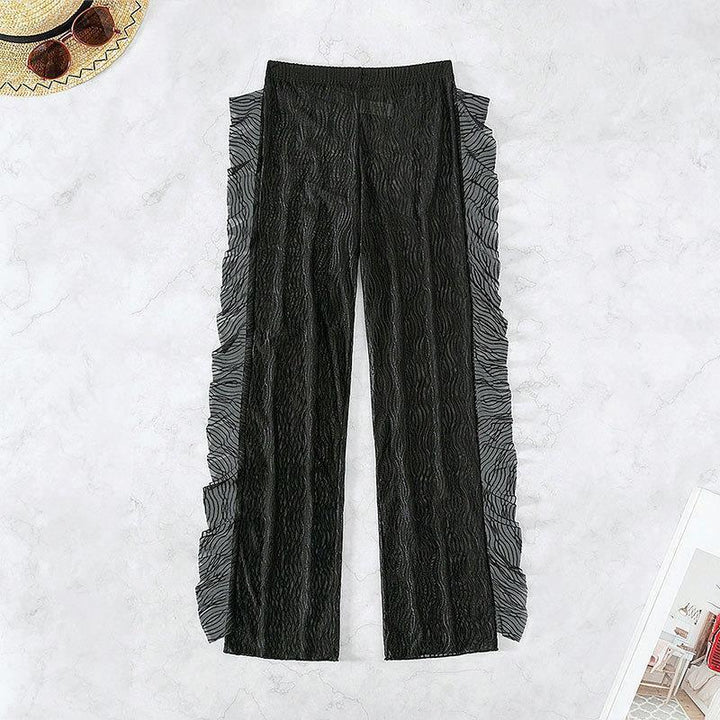 Damen transparente Strandhose mit eleganten Rüschen Echo Archiv