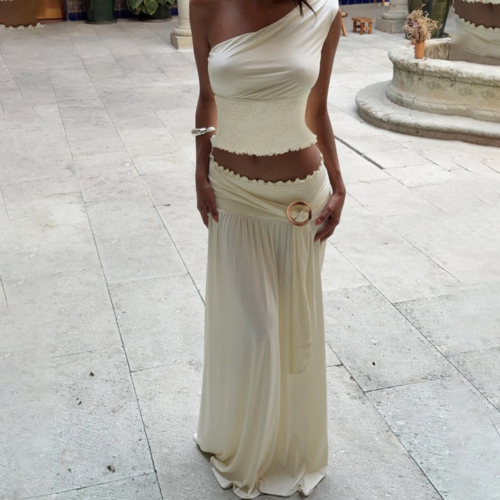 Damen Einseitiges Maxikleid mit raffinierter Drapierung Echo Archiv