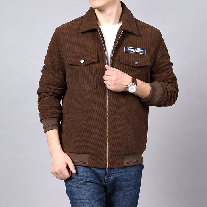 Herren Cordjacke im Trucker-Bomber-Mix mit Brustklappentaschen – Taviero
