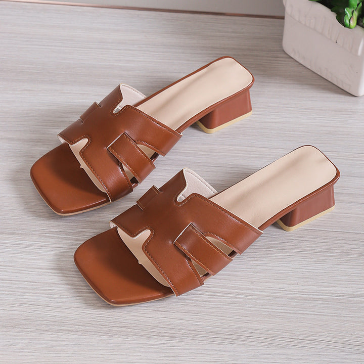 Damen Slip-On Mules mit geflochtenen Riemen und mittelhohem Blockabsatz – Lioré