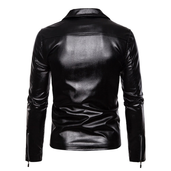 Herren moderne Bikerjacke mit asymmetrischem Reißverschluss und Lederoptik Echoarchiv