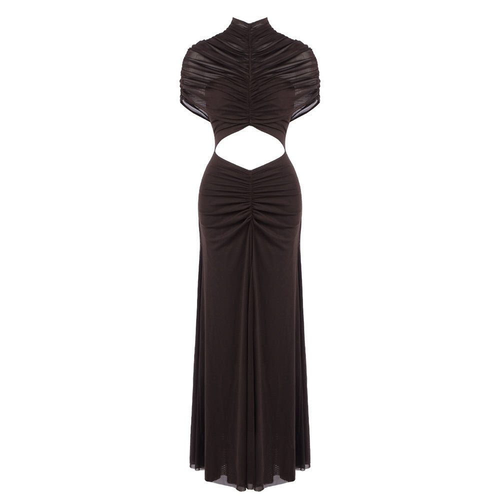 Damen Elegantes Cut-Out Maxikleid mit hochgeschlossenem Design und raffinierten Drapierungen Echo Archiv