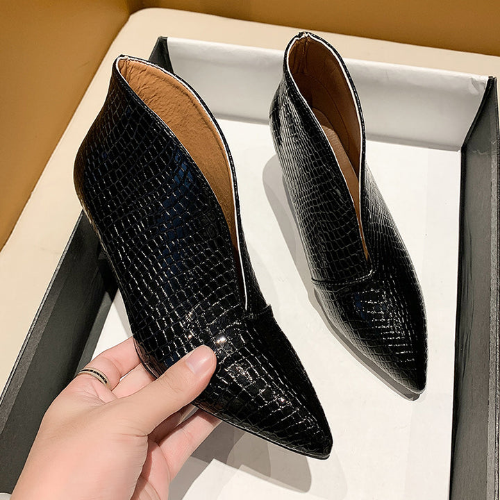 Damen nan spitze Stiefelette mit Krokoprägung und niedrigem Kittenabsatz Echo Archiv