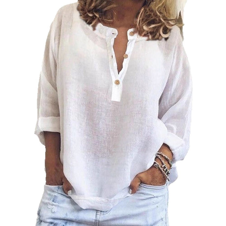 Damen Leinenbluse mit Knopfleiste und intuitivem Schnitt Echoarchiv
