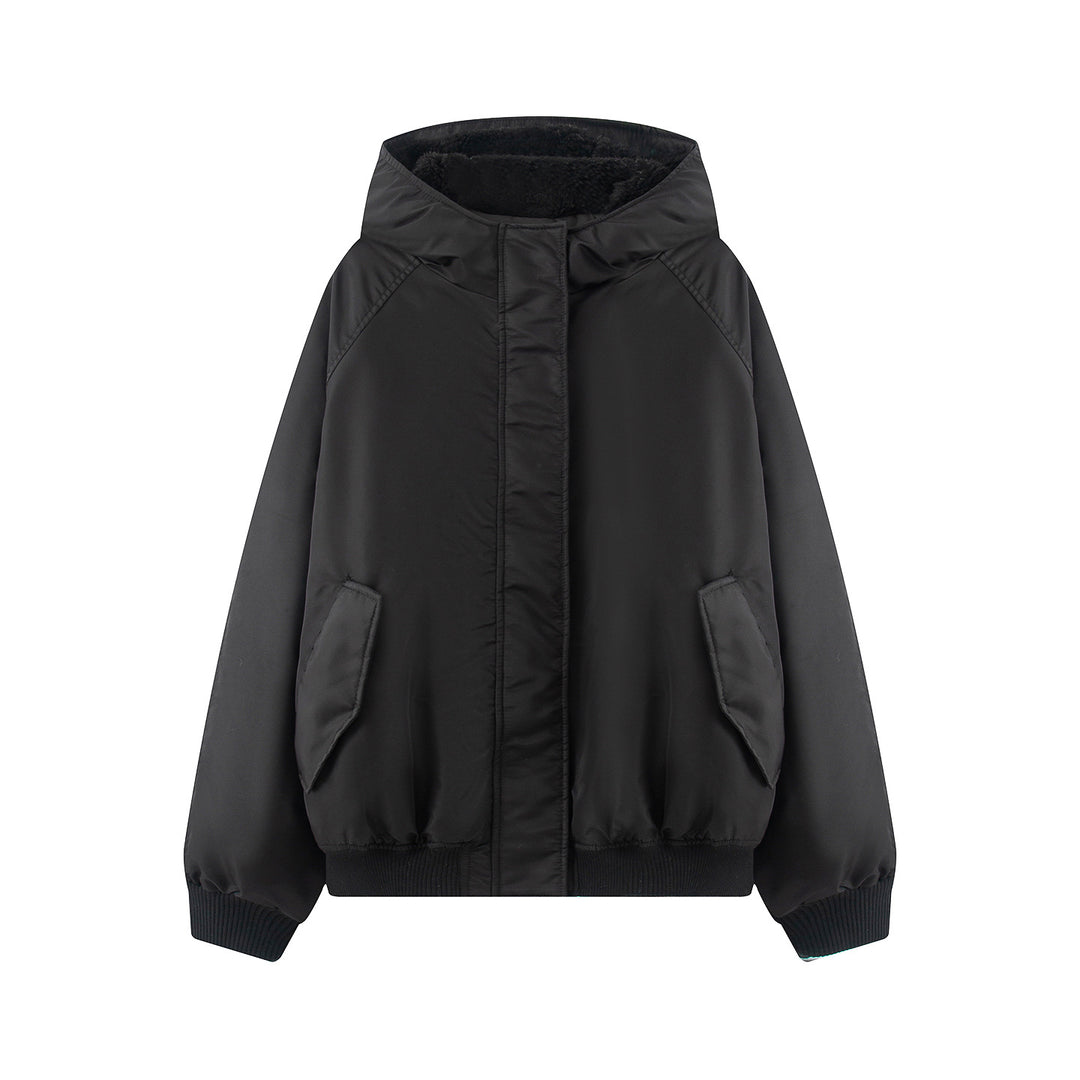 Damen nan wattierte Kapuzenjacke mit Teddyfutter, verdeckter Reißverschluss und Rippbündchen Echo Archiv