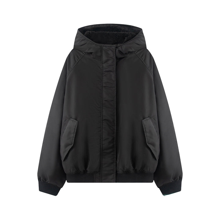 Damen nan wattierte Kapuzenjacke mit Teddyfutter, verdeckter Reißverschluss und Rippbündchen Echo Archiv