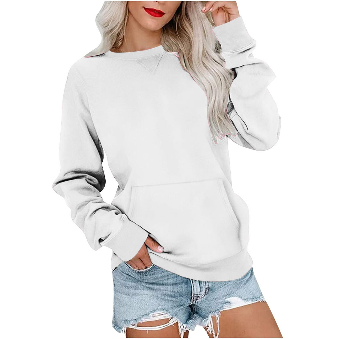 Damen Lockeres Sweatshirt mit Rundhalsausschnitt und Kängurutasche Echo Archiv