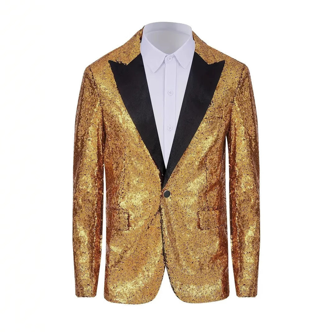 Herren Funkelnder Paillettenblazer mit elegantem Schnitt Echoarchiv
