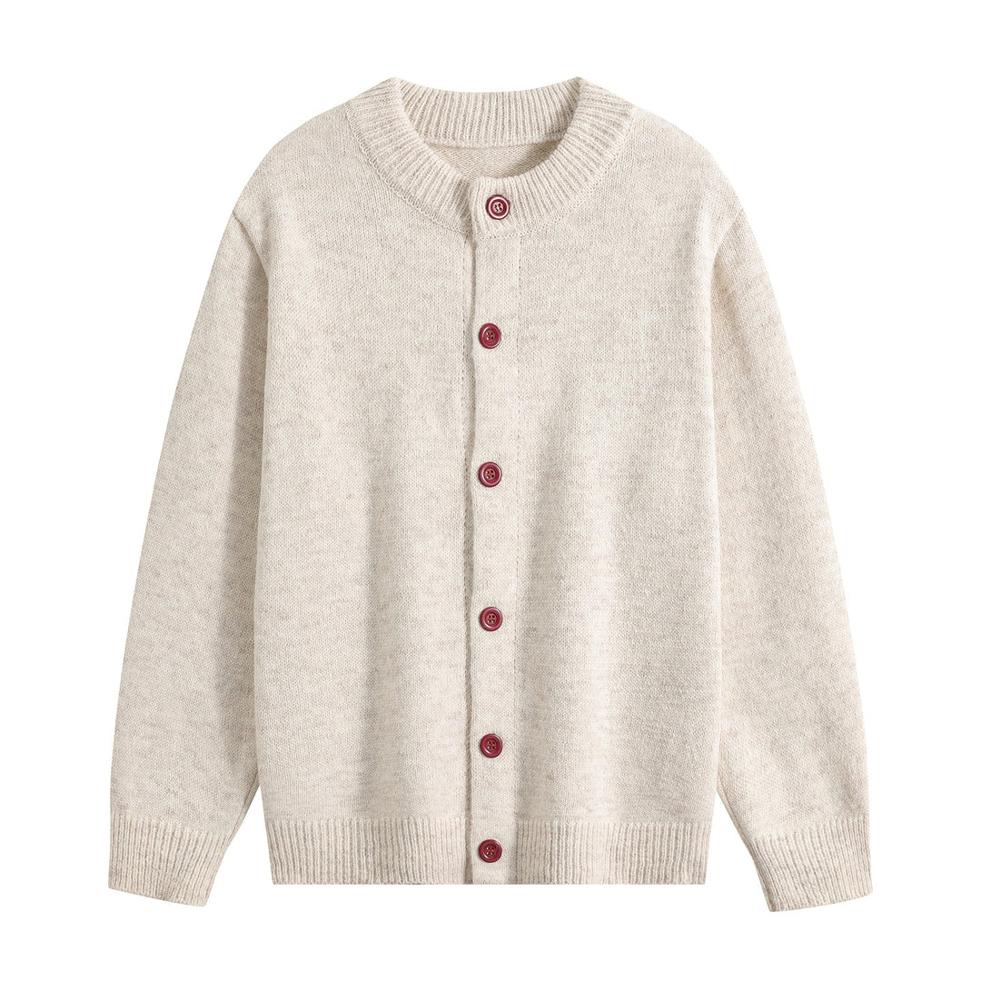 Damen Oversize-Strickjacke mit Rundhalsausschnitt, Rippsaum & Kontrastknöpfen Echoarchiv