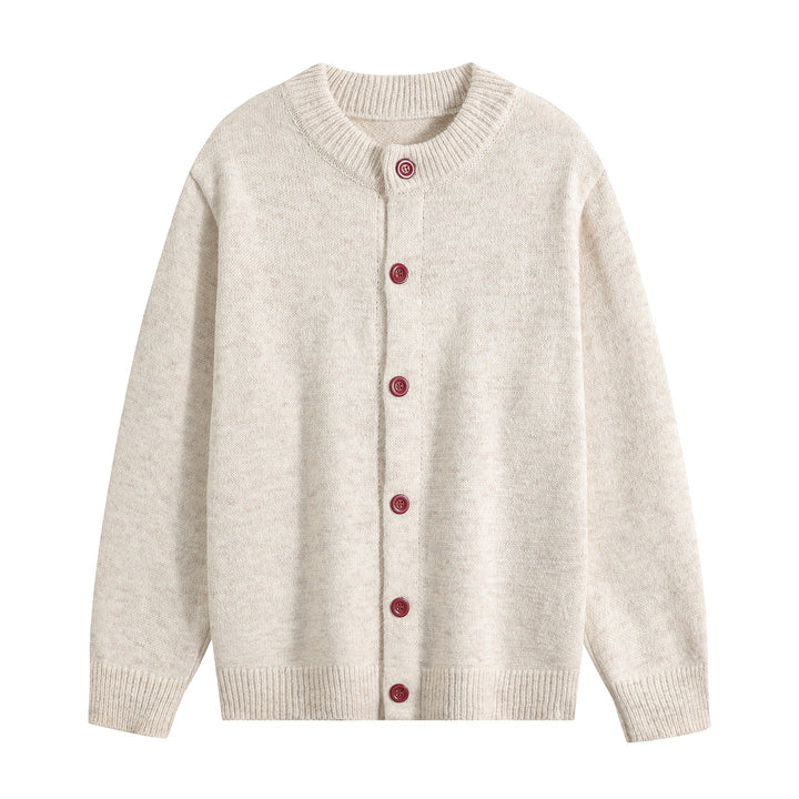 Damen Oversize-Strickjacke mit Rundhalsausschnitt, Rippsaum & Kontrastknöpfen Echoarchiv