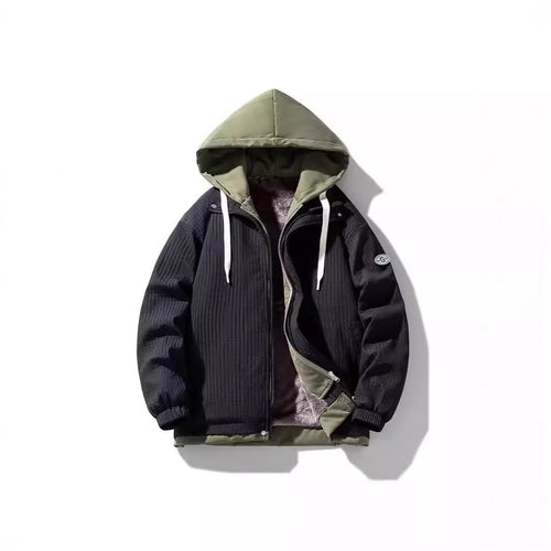 Herren Zweilagige Kapuzenjacke mit Fleece-Innenfutter und Allover-Sketch-Print – Taviero