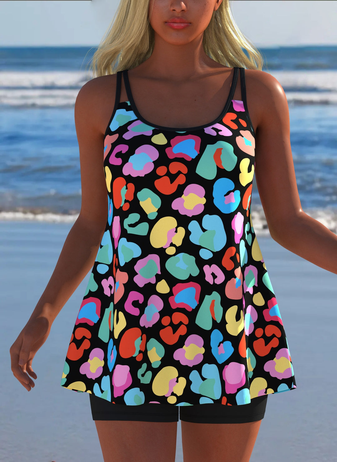 Damen Schwimmanzug in Plissee-Optik mit floralen Mustern und bequemen Shorts Echo Archiv