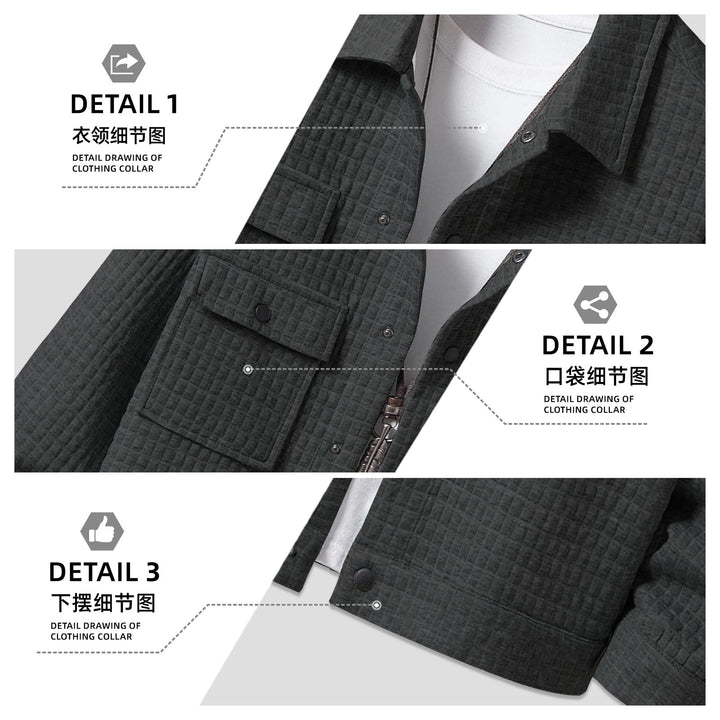 Herren nan gesteppte Overshirtjacke mit quadratischer Steppstruktur und aufgesetzten Brusttaschen Echo Archiv