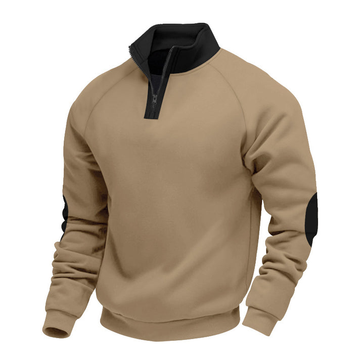Herren nan Halbzip-Fleecepullover mit hohem Stehkragen und kontrastierenden Ellenbogenpatches Echo Archiv