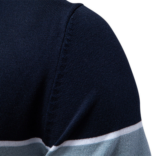 Herren nan modernes Kurzarm-Poloshirt aus Feinstrick mit offenem Reverskragen und horizontaler Kontrastpasse Echo Archiv