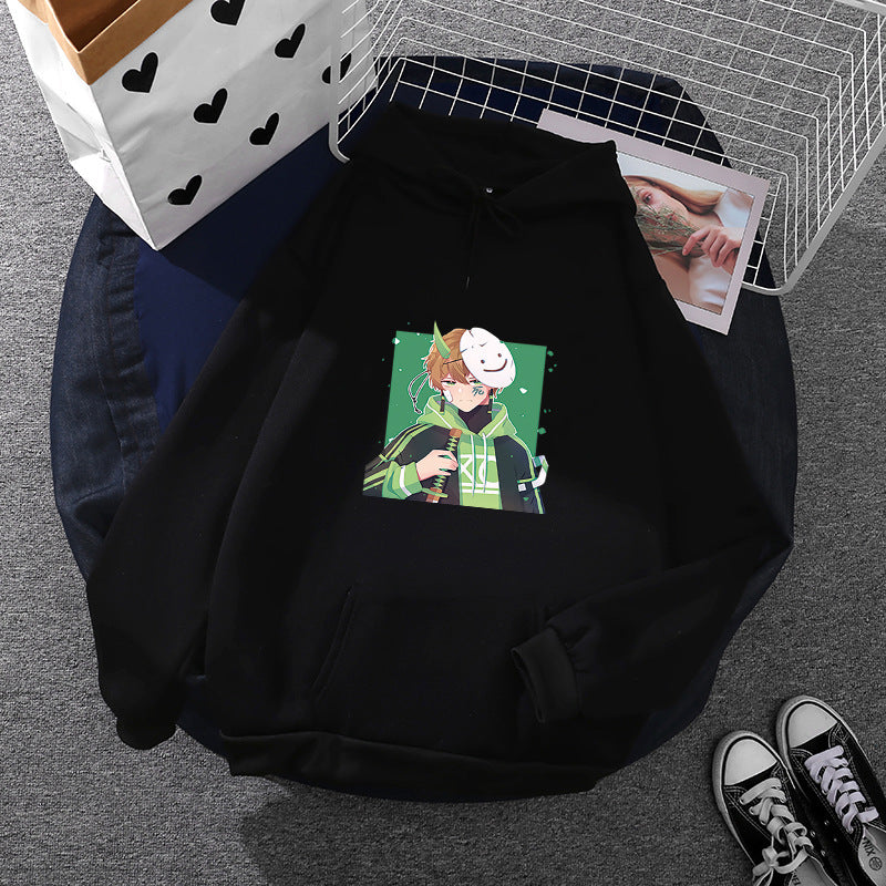 Damen Kapuzenpullover mit geprintetem Manga-Motiv und weichem Fleece-Innenfutter – Auréline
