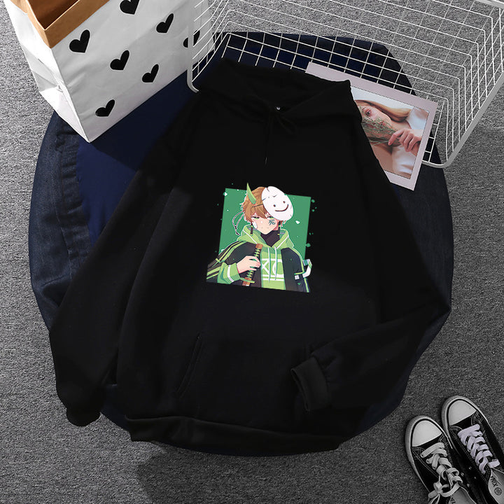 Damen Kapuzenpullover mit geprintetem Manga-Motiv und weichem Fleece-Innenfutter – Auréline