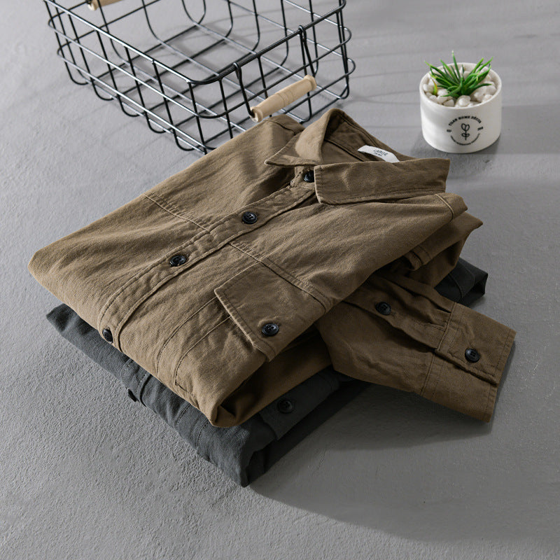 Herren Vintage-inspiriertes Worker-Overshirt aus Baumwollmix mit Brustklappe und entspannter Passform Echoarchiv