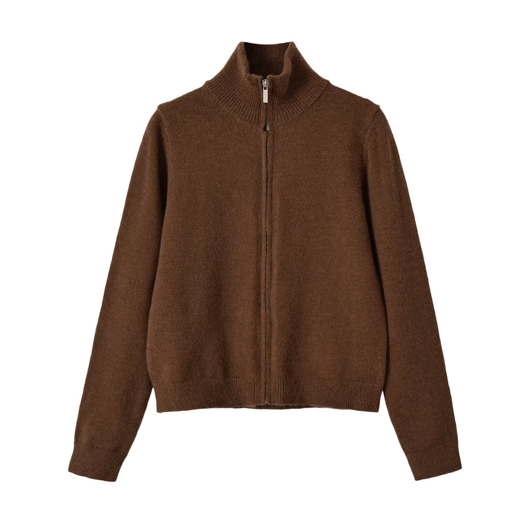 Damen Feinstrick-Zipcardigan mit hohem Stehkragen Echoarchiv