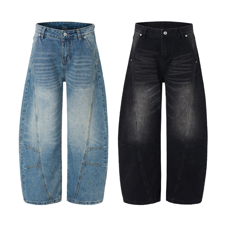 Damen Extraweite Palazzodenim-Jeans mit hoher Bundlinie, Paneelnähten und weitem Saum Echo Archiv