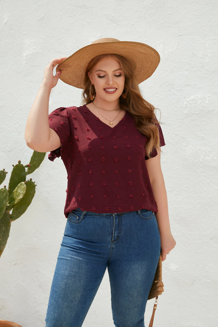 Damen Leichtes V-Ausschnitt T-Shirt mit strukturiertem Design Echo Archiv