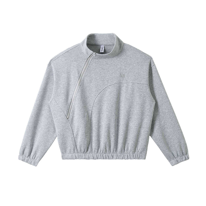 Unisex Asymmetrisches Halbzip‑Sweatshirt mit Stehkragen und Gummizugbund Echoarchiv