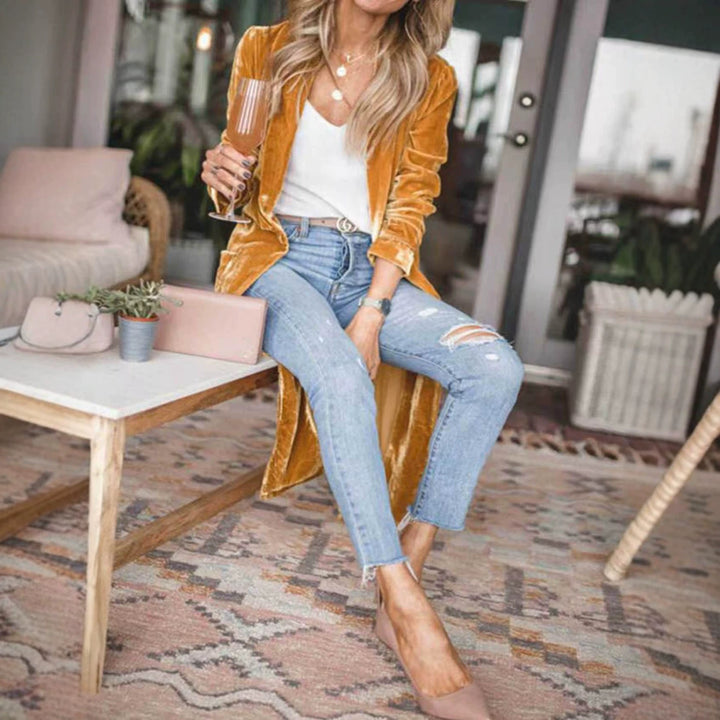 Damen Elegante Veloursjacke mit hohem Kragen Echo Archiv