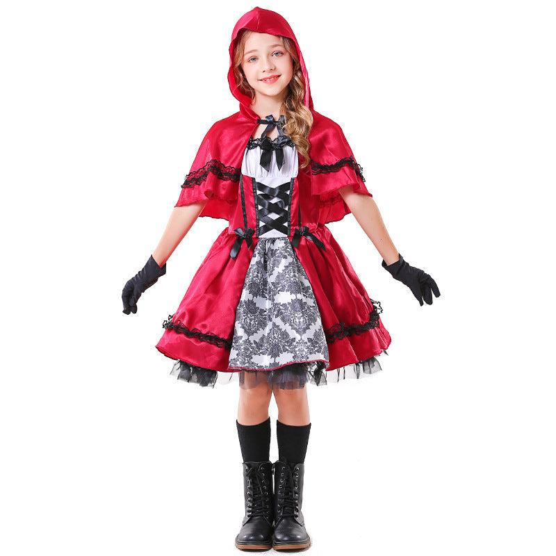 Mädchen Märchenhaftes Rotkäppchen Kostüm mit elegantem Tüllrock und detailverliebtem Umhang Echo Archiv