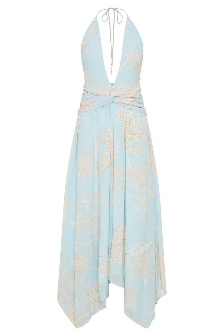 Damen Elegantes Wickelkleid mit tiefem V-Ausschnitt und floralem Design Echo Archiv