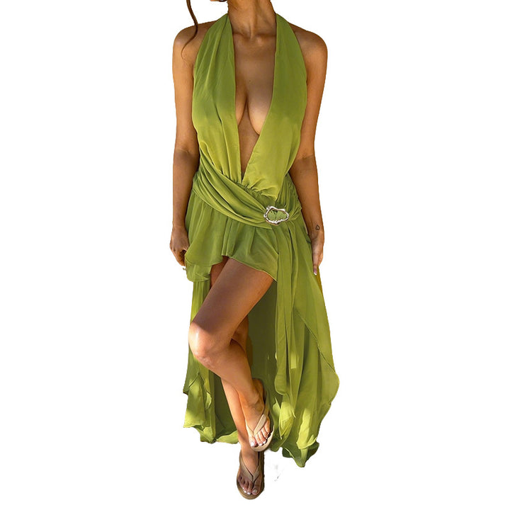 Damen Wickelkleid mit tiefem V-Ausschnitt und eleganter Drapierung Echo Archiv