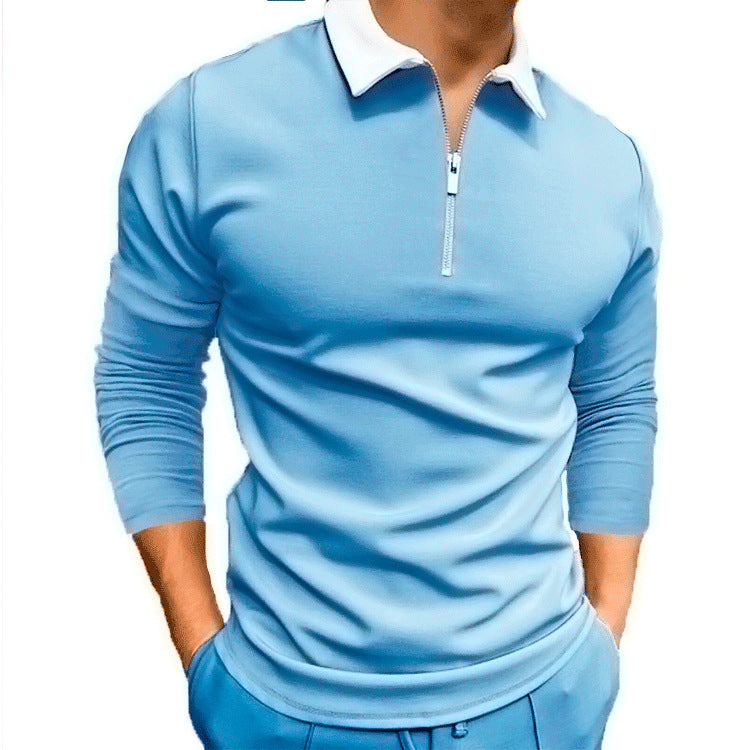 Herren sportlicher Pullover mit 1/4 Reißverschluss und kontrastierendem Kragen Echoarchiv