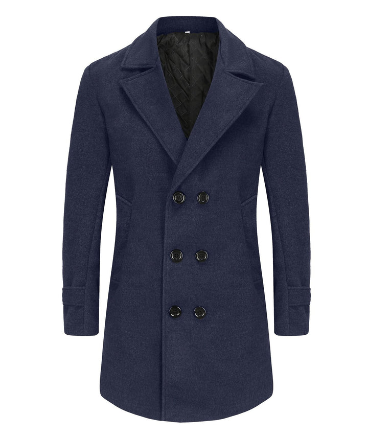 Herren eleganter Wollmantel mit doppelter Knopfreihe und seitlichen Eingrifftaschen Echoarchiv