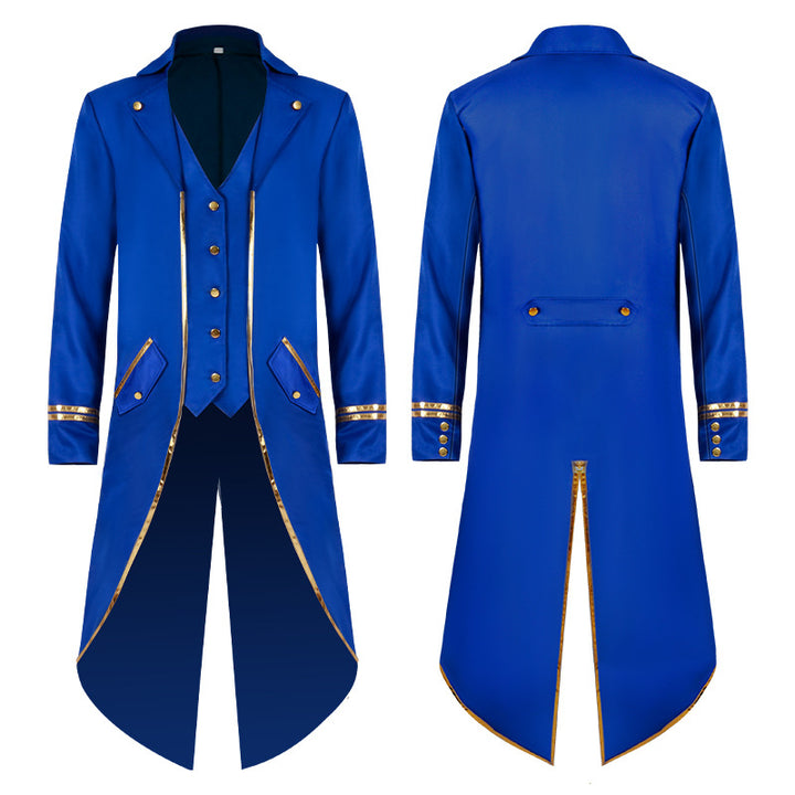 Damen nan langer taillierter Blazer-Mantel mit goldener Kettendetail und einreihigem Verschluss Echo Archiv