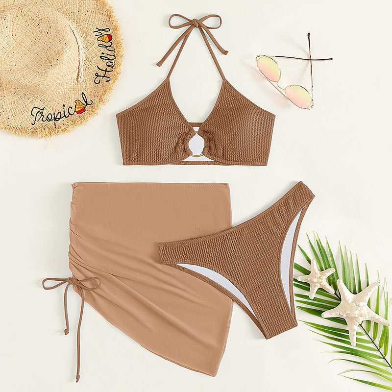 Damen Bikiniset mit modischem Wickelrock und raffiniertem Ringdetail Echo Archiv