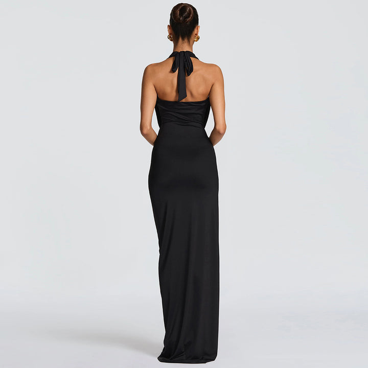 Damen Elegantes Maxikleid mit tiefem Halsochnitt und seitlichem slit Echo Archiv
