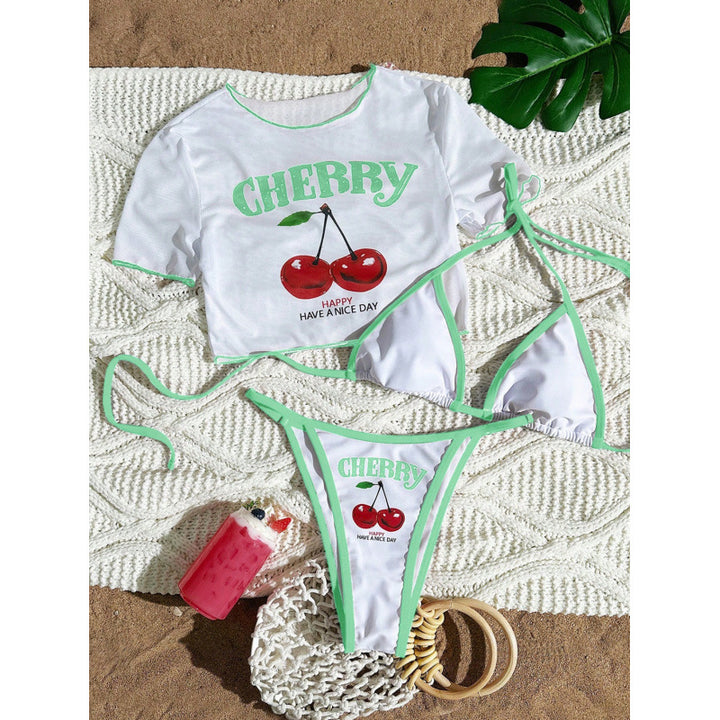 Damen Crop-Top Bikini-Set mit sportlichem Schnitt und Brasil-Print Echo Archiv