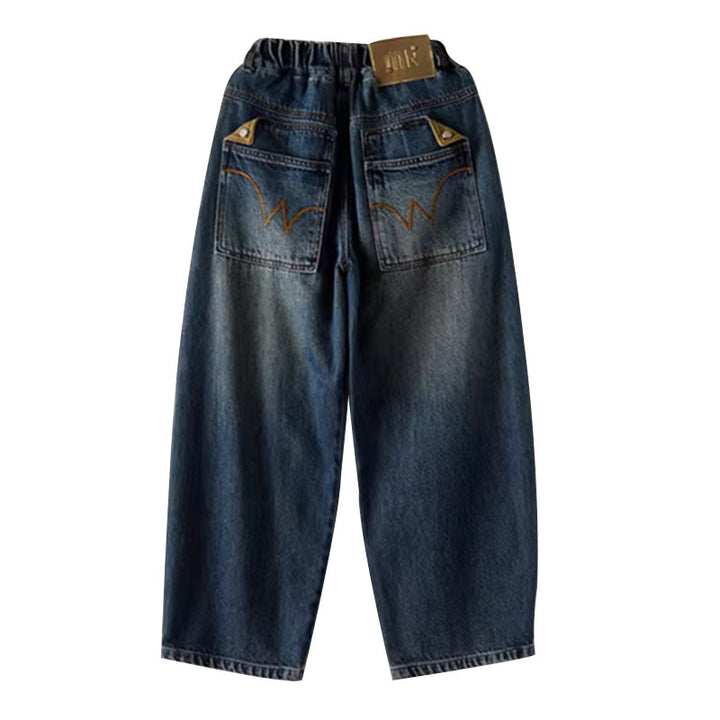 Damen Weite Jeanshose mit Hohem Taillenschnitt Echo Archiv